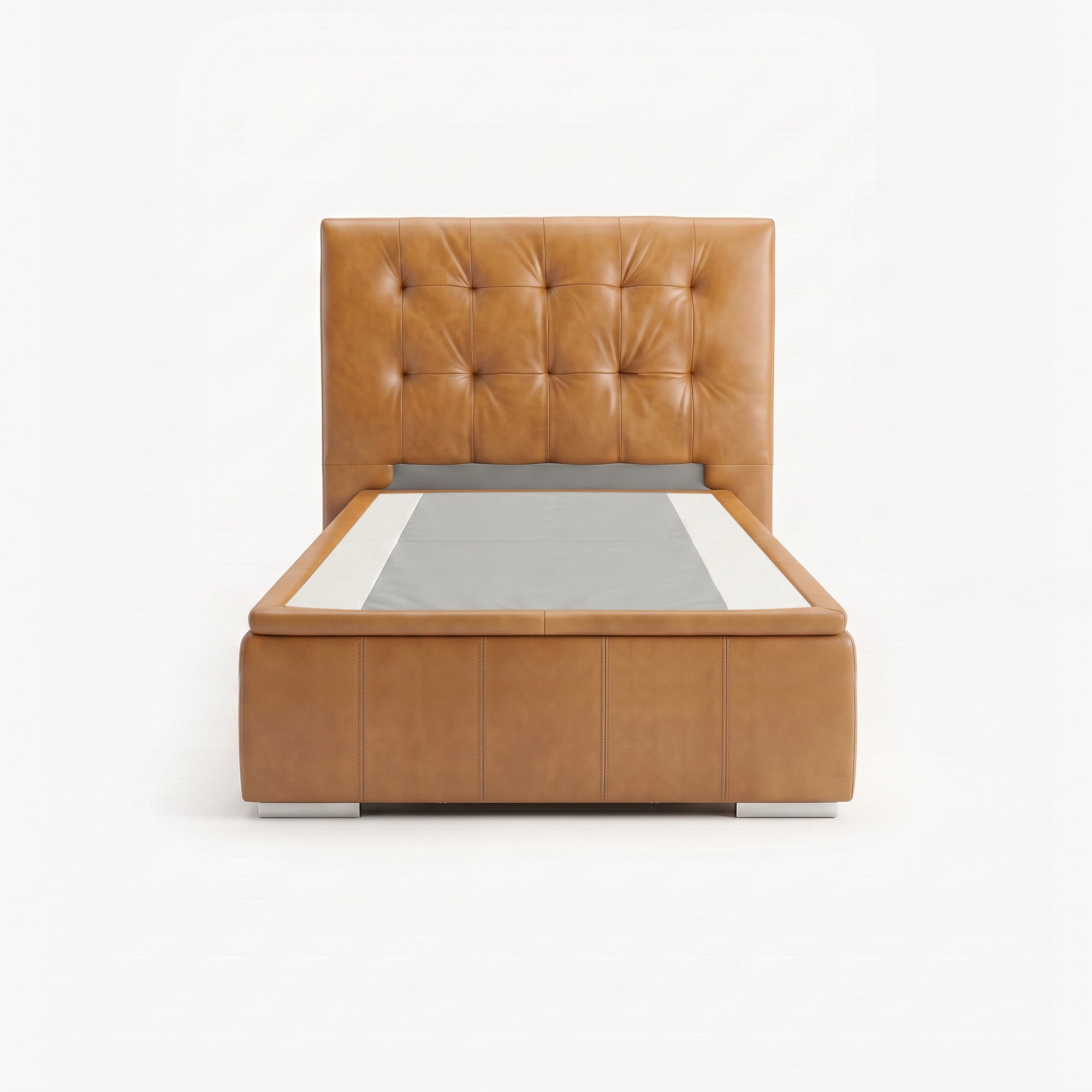 Tokyo super single lift up storage bed frame in chester tan leather
