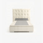 Tokyo super single lift up storage bed frame in white performance fabric

