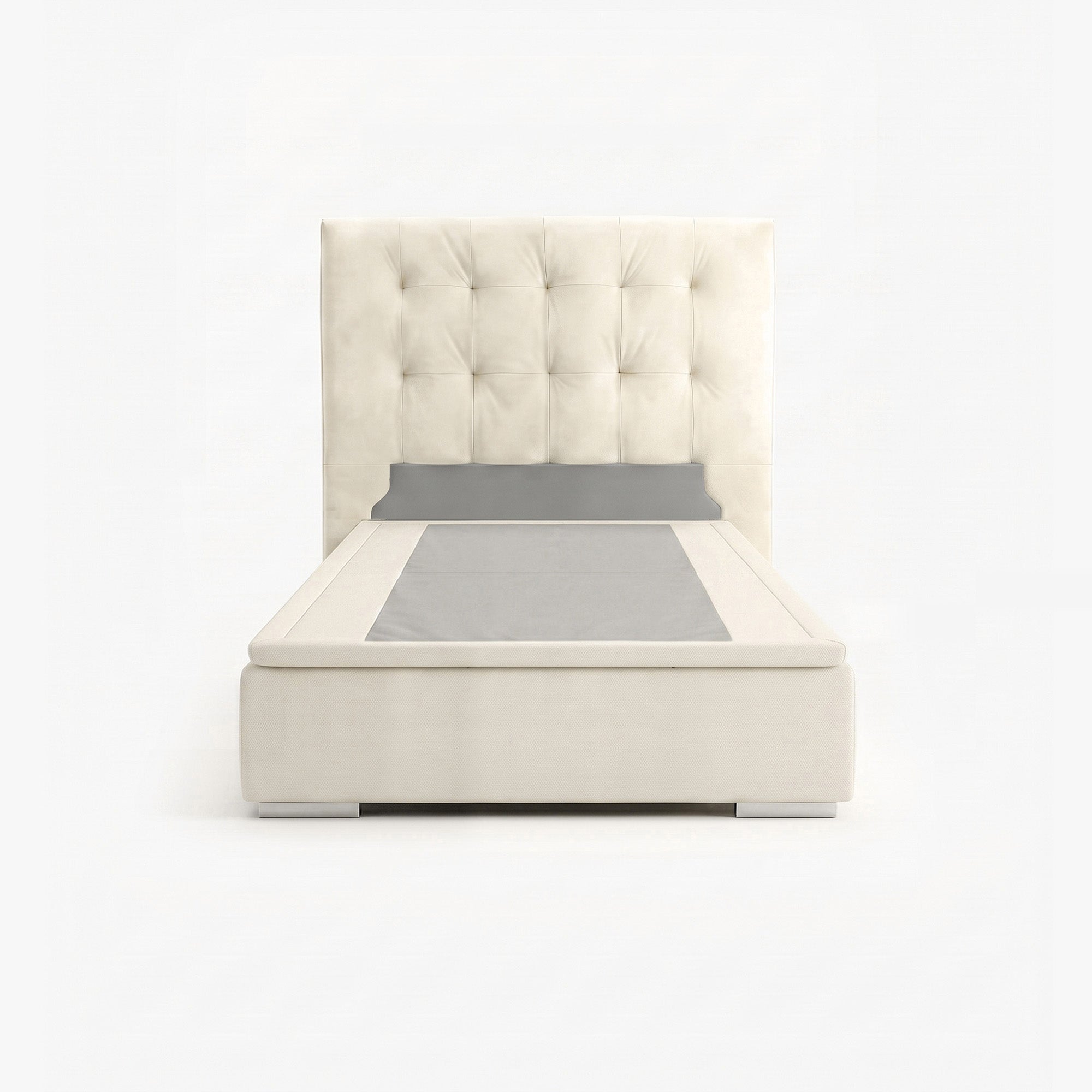 Tokyo super single lift up storage bed frame in white performance fabric

