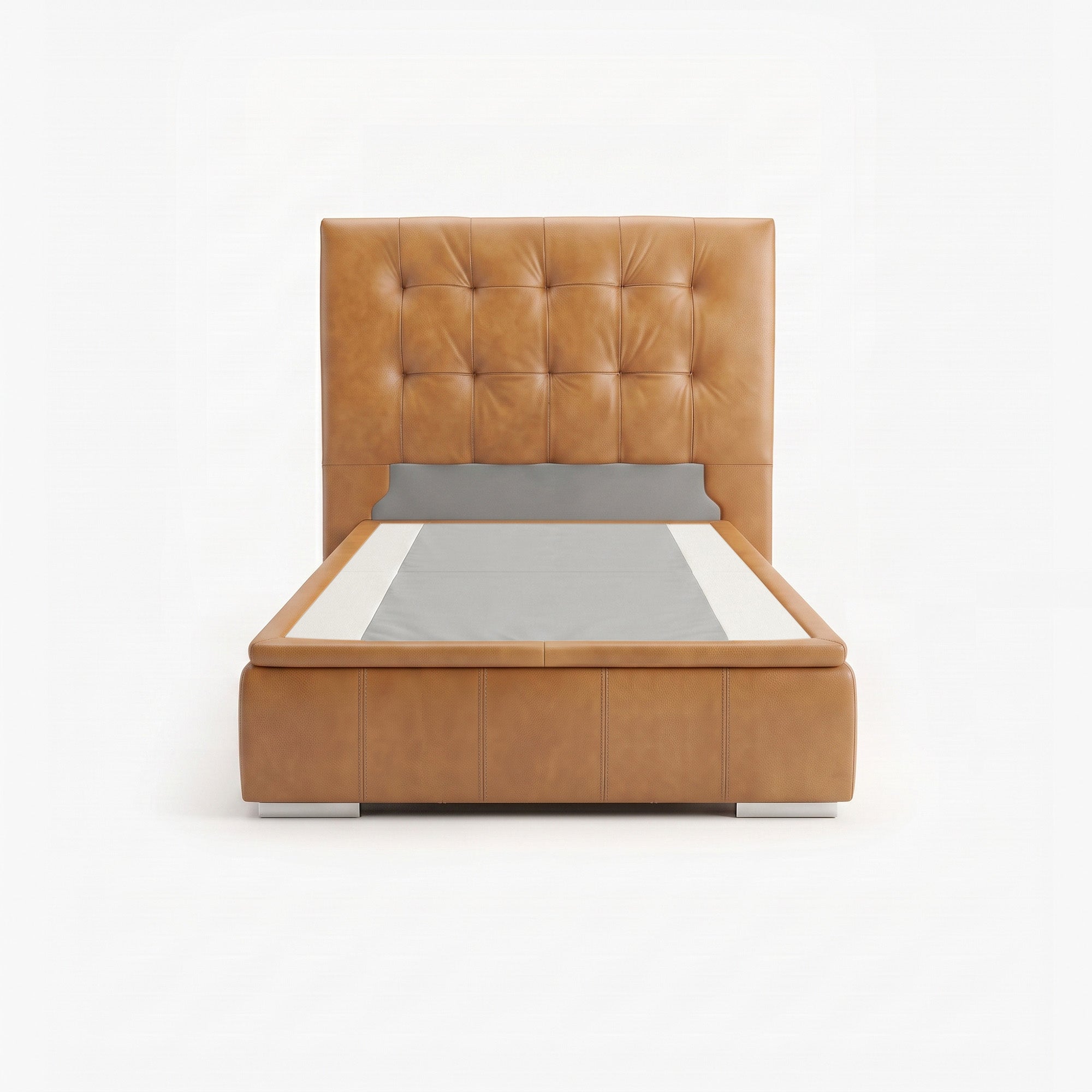 Tokyo super single high lift up storage bed frame in chester tan leather
