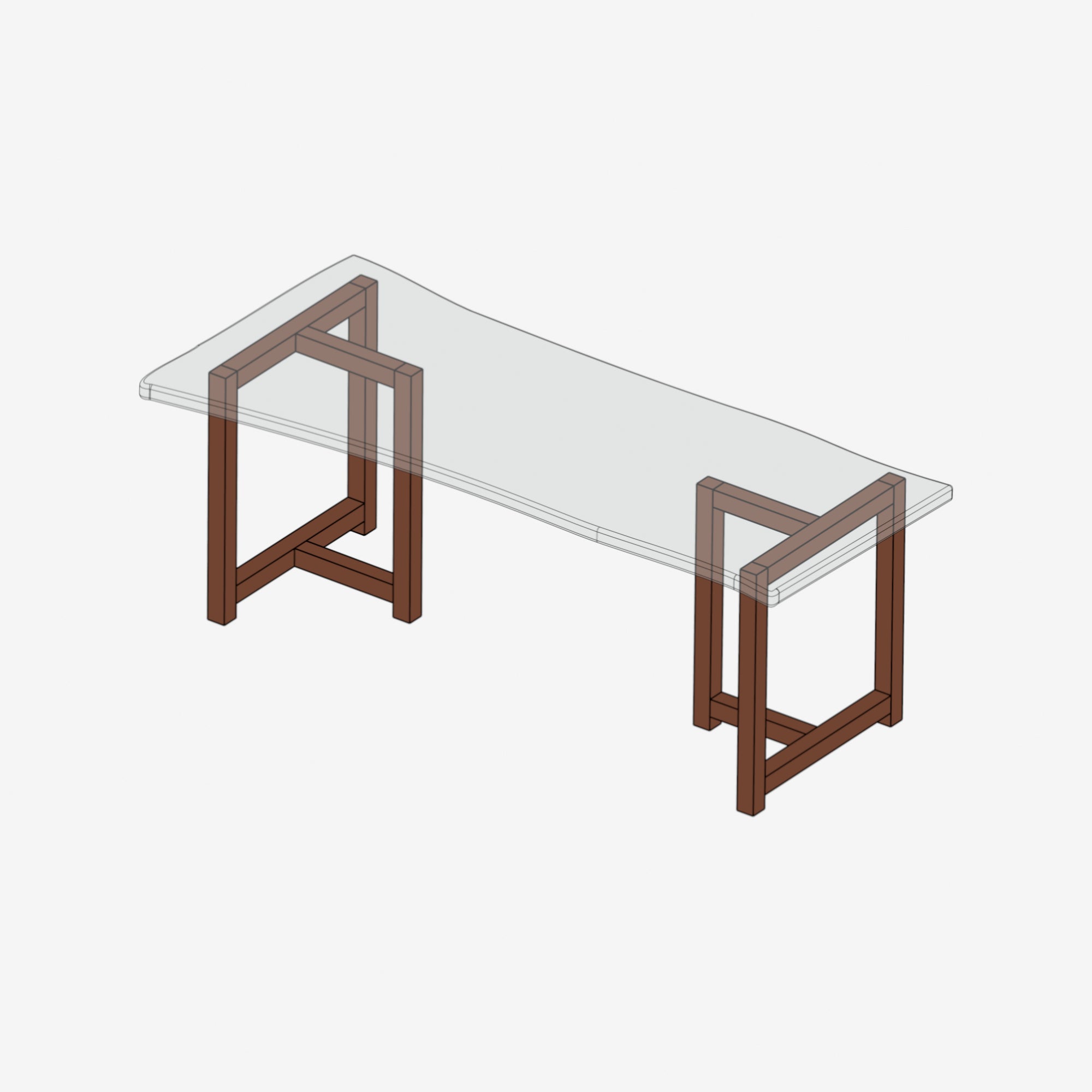 Torii Dining Table Legs - Mocha Walnut