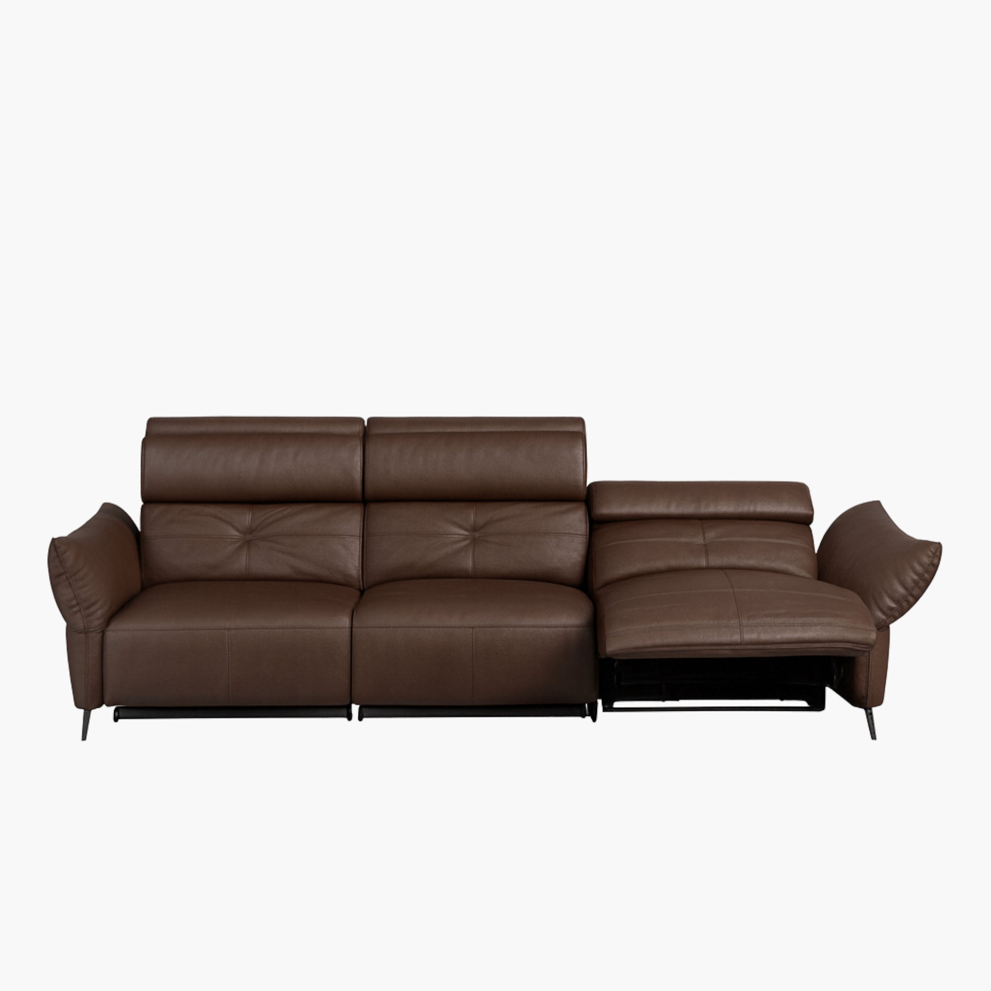 Vermont 4 Seater Leather Recliner Sofa - Natural Brown