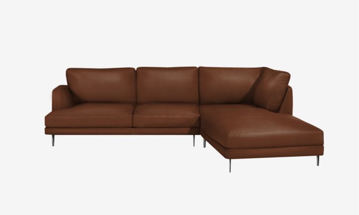 Angus L- Shaped Chaise Sofa - Leather - Brianne Cognac