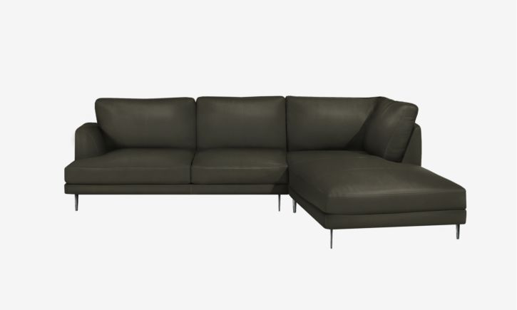 Angus L- Shaped Chaise Sofa - Leather - Brianne Gray
