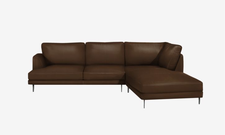 Angus L- Shaped Chaise Sofa - Leather - Satine Natural Brown