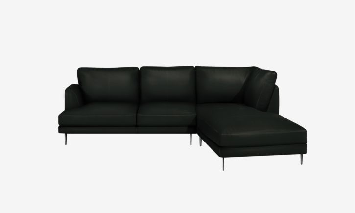 Angus L- Shaped Chaise Sofa - Leather - Brianne Black