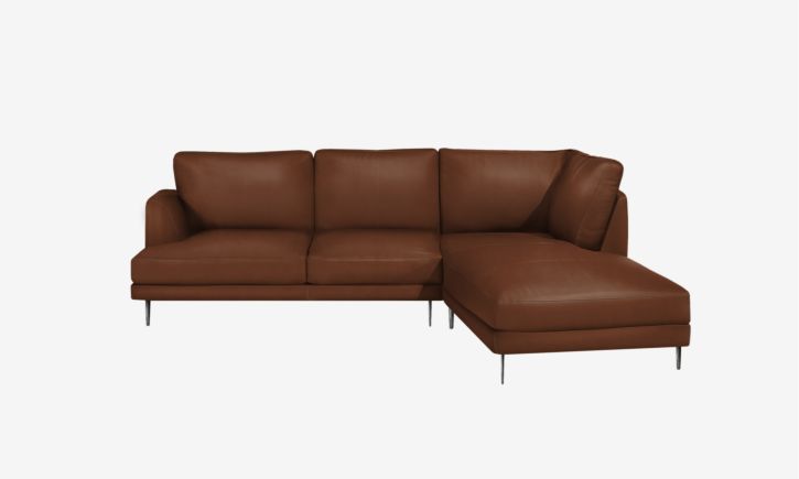Angus L- Shaped Chaise Sofa - Leather - Brianne Cognac