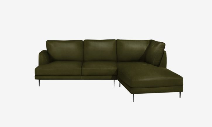 Angus L- Shaped Lounge Sofa - Leather - Satine Olive