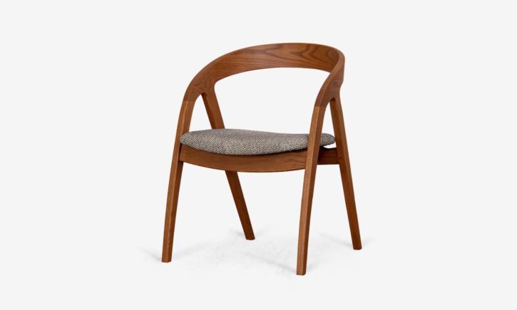 Athena Dining Chair - Caramel Oak - Herringbone Orange (As-Is) Set A