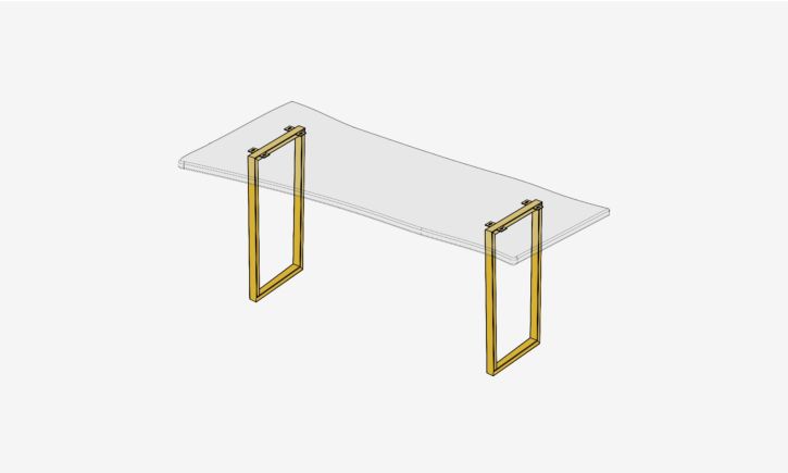 Square Console Legs - Brass (As-Is) Set A