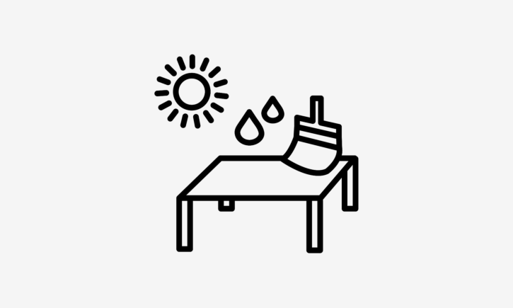 Illustration of coating wooden table top with outdoor waterproofing