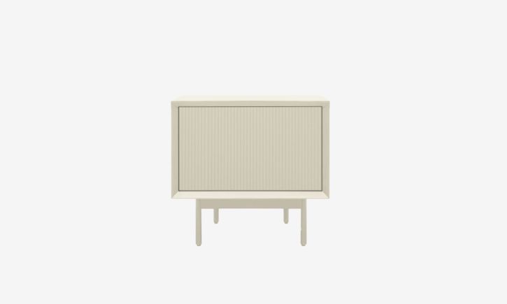 Product photo of Graye Bedside Table in Off-White - 0.4m front view.