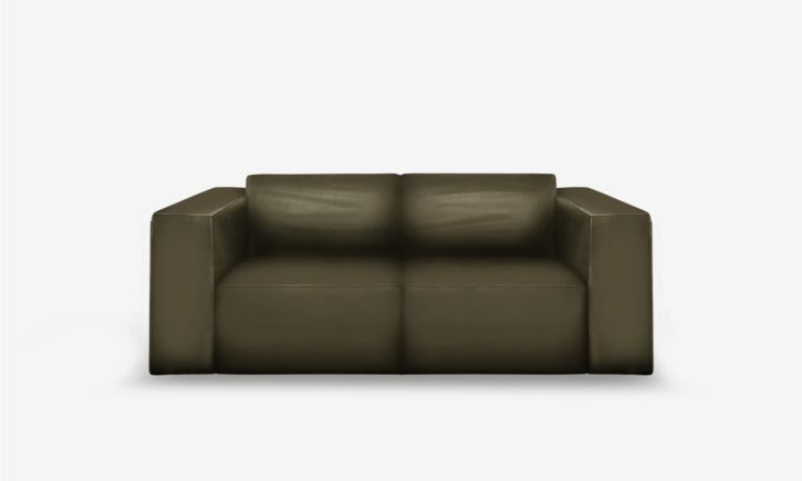 Beaumont 2 Seater Recliner Sofa - Leather - Satine Olive