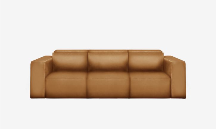 Beaumont 3 Seater Recliner Sofa - Leather - Brianne Nude