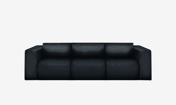 Beaumont 3 Seater Recliner Sofa - Leather - Raw Black