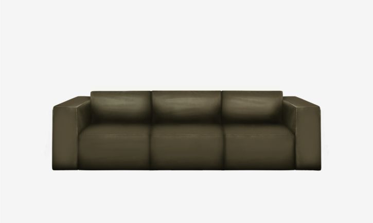 Beaumont 3 Seater Recliner Sofa - Leather - Satine Olive