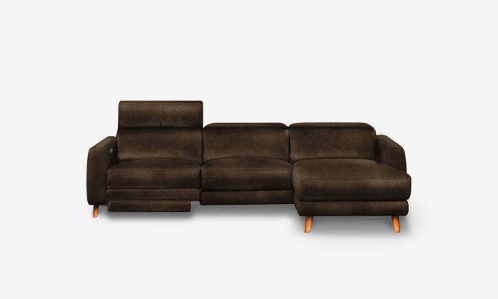 Hampton L- Shaped Chaise Sofa - Leather - Chester Walnut