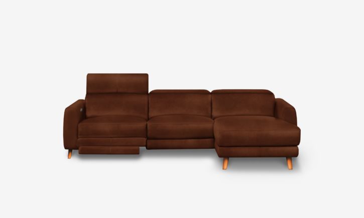 Hampton L- Shaped Chaise Sofa - Leather - Natural Brown