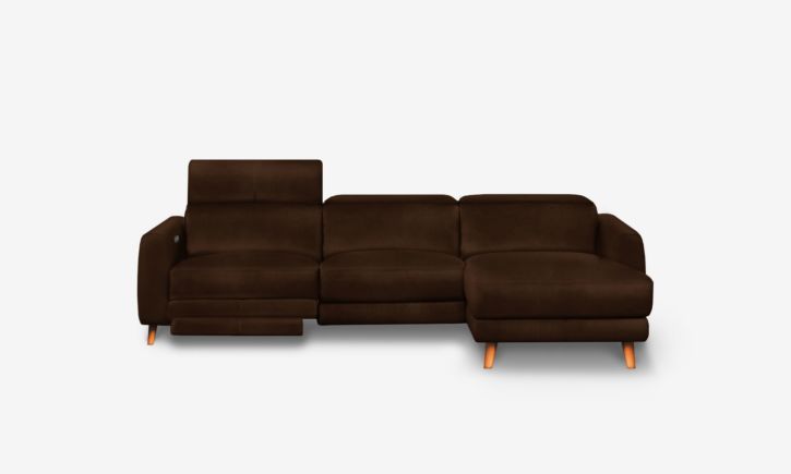 Hampton L- Shaped Chaise Sofa - Leather - Natural Chocolate