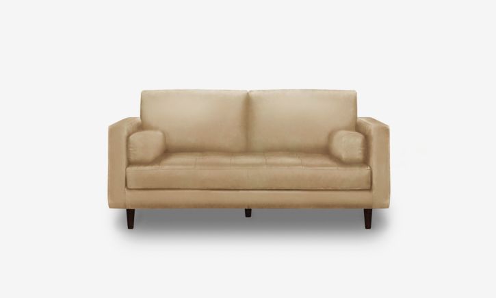 Hugh 2 Seater Sofa - Leather - Light Taupe