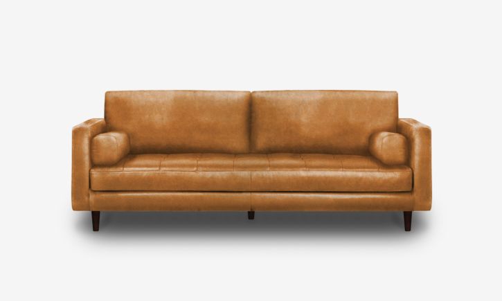 grey and sanders hugh 3 seater sofa in chester tan frontview
