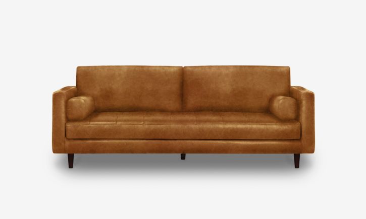 Hugh 3 Seater Sofa - Leather - Kansas Cognac