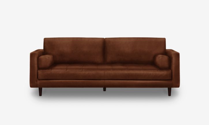 Hugh 3 Seater Sofa - Leather - Natural Brown