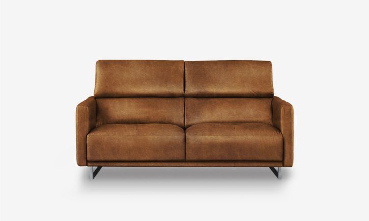 Maison 2 seater sofa in premium chester cocoa leather front view