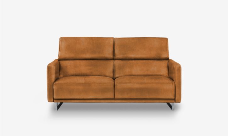 Maison 2 seater sofa in premium chester tan leather front view