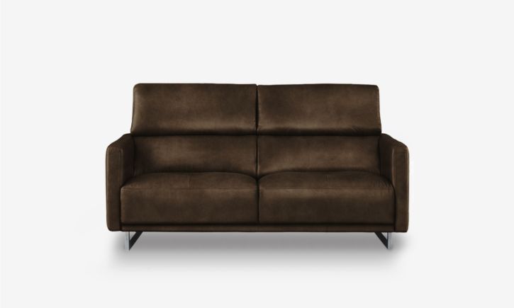 Maison 2 seater sofa in premium chester walnut leather front view