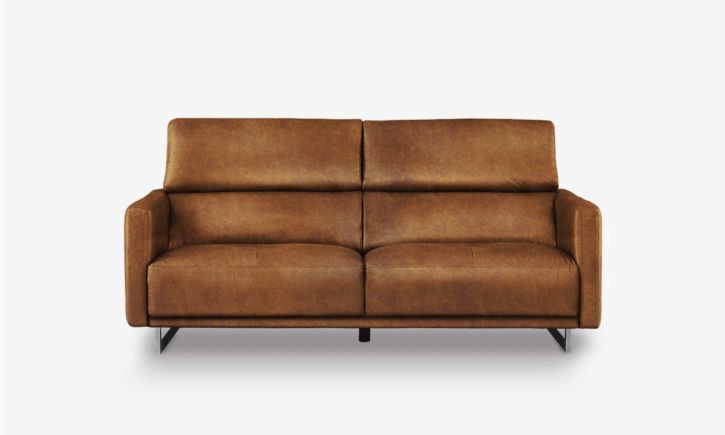 Maison 3 seater sofa in premium chester cocoa leather front view