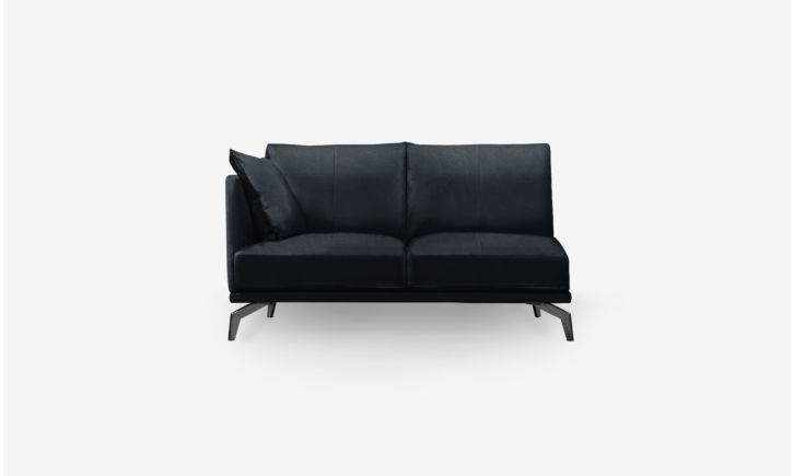 Portage Side 2 Seater Sofa in Raw Black Leather
