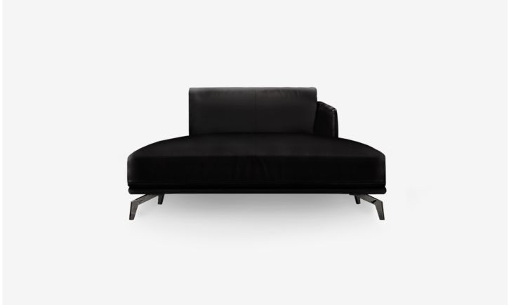 Portage Chaise Sofa in Brianne Black Leather