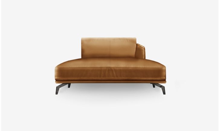Portage Chaise Sofa - Leather - Brianne Nude
