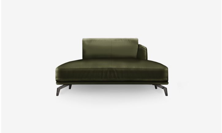 Portage Chaise Sofa - Leather - Satine Olive