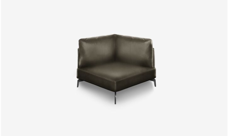 Portage Corner Sofa - Leather - Brianne Gray