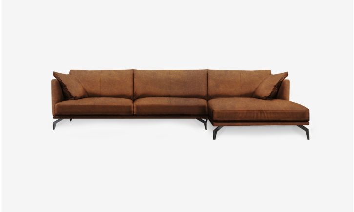 Portage L- Shaped Lounge Sofa - Leather - Raw Caramel