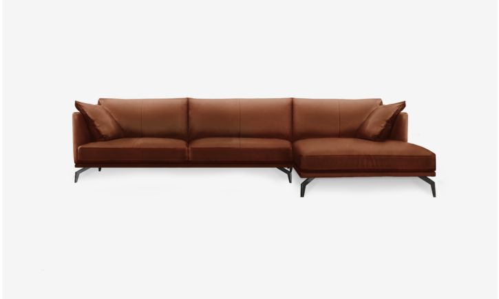 Portage L- Shaped Lounge Sofa - Leather - Satine Natural Brown