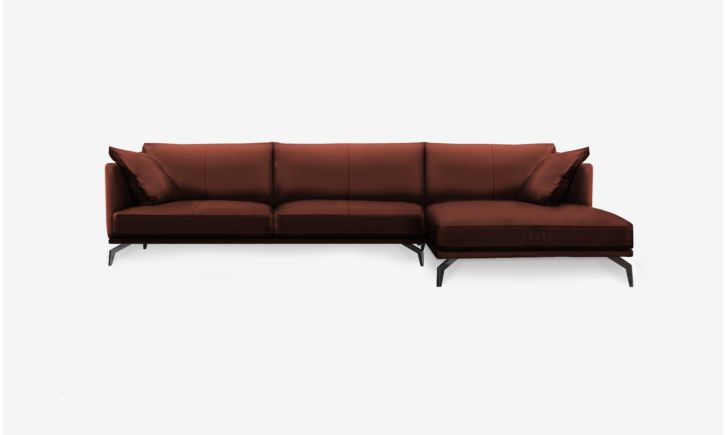 Portage L- Shaped Lounge Sofa - Leather - Vedura Copper