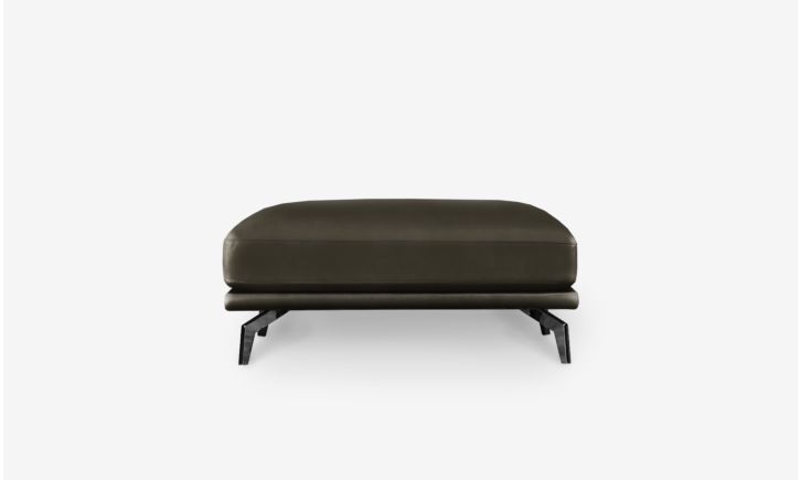 Portage Ottoman - Leather - Brianne Gray
