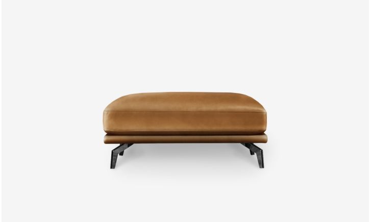 Portage Ottoman - Leather - Brianne Nude