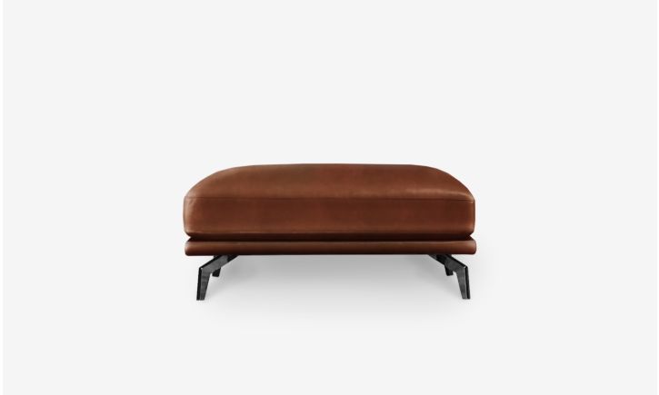 Portage Ottoman - Leather - Satine Natural Brown