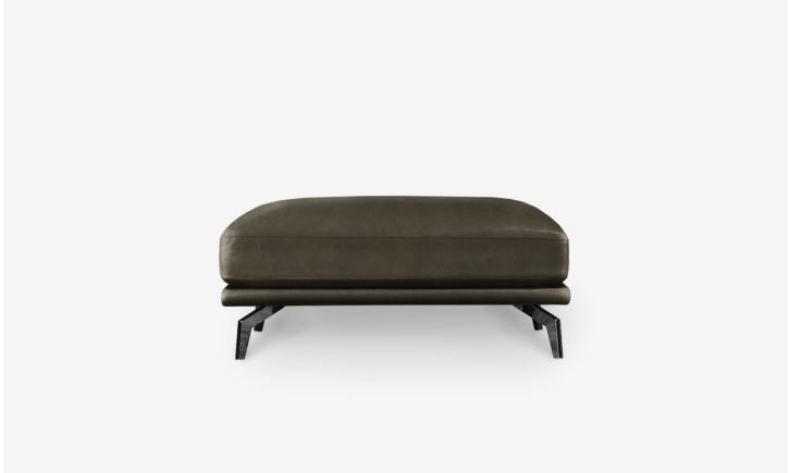 Product Photo of Portage Ottoman in Vedura Sesame Leather Front View