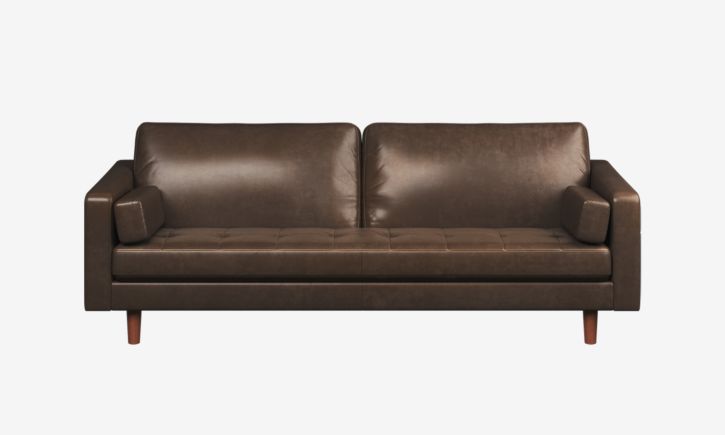 grey and sanders hugh 3 seater sofa in chester walnut frontview