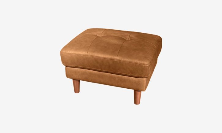 Hugh Ottoman - Leather - Chester Tan