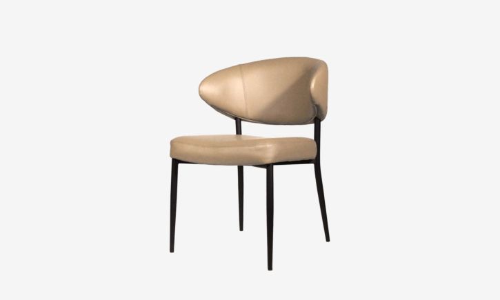 Luna Dining Chair - Leather - Taupe (As-Is) Set E