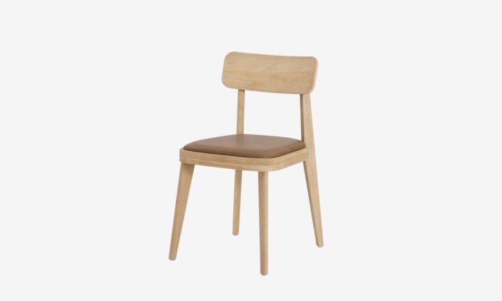 Front View Photo of Madison Dining Chair in Oak with Cognac Leather Seat