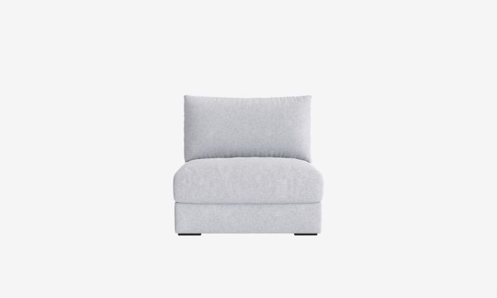Product photo of Melo Armless Sofa in Easy clean fabric Grey Front view