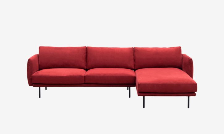 Osaka L-Shaped Chaise Sofa in Easy Clean Fabric Brick Colour