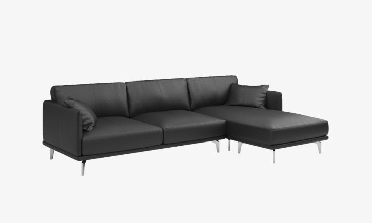 Portage L-Shaped Sofa Brianne Black Angle View
